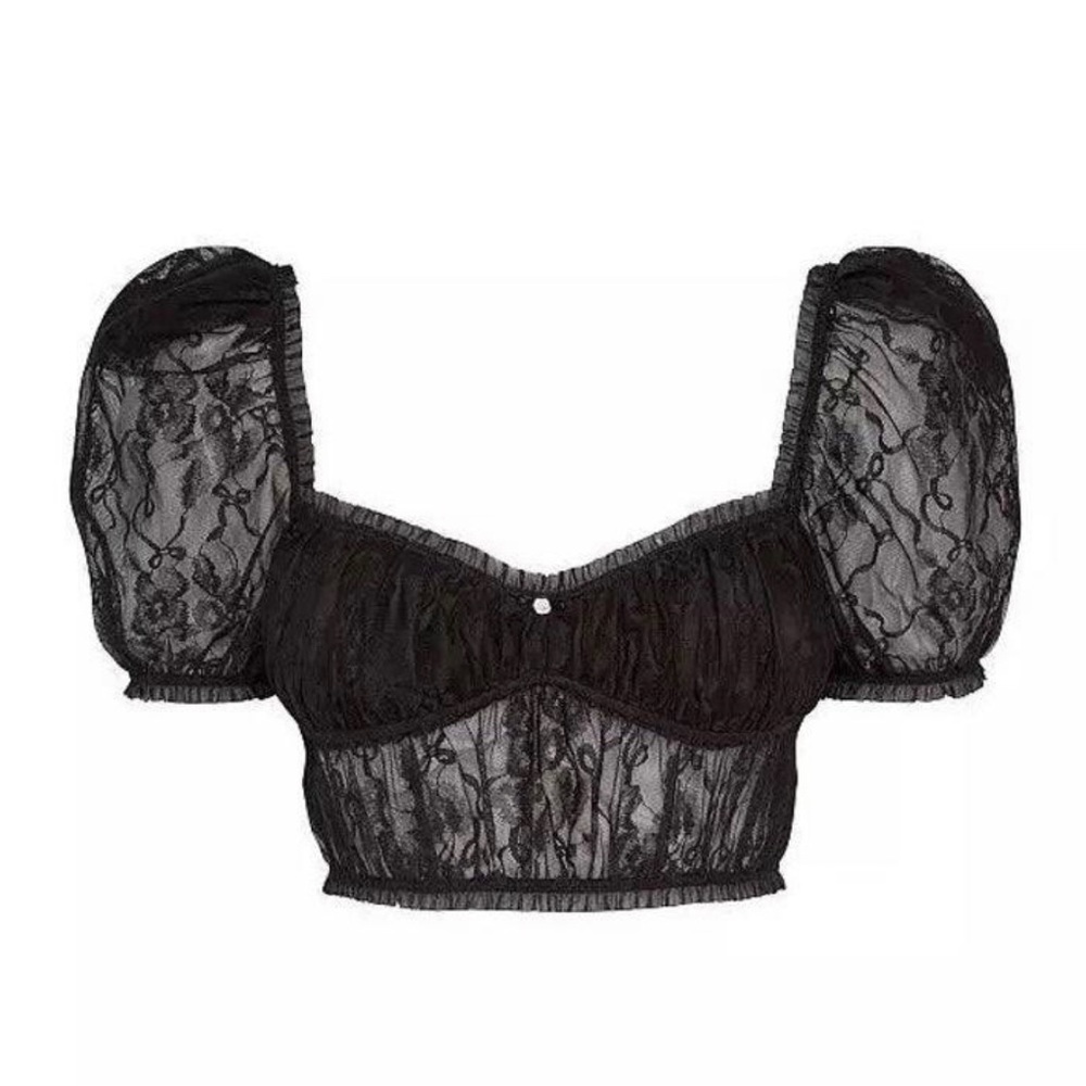 For Love & Lemons black Belle lace top (M)